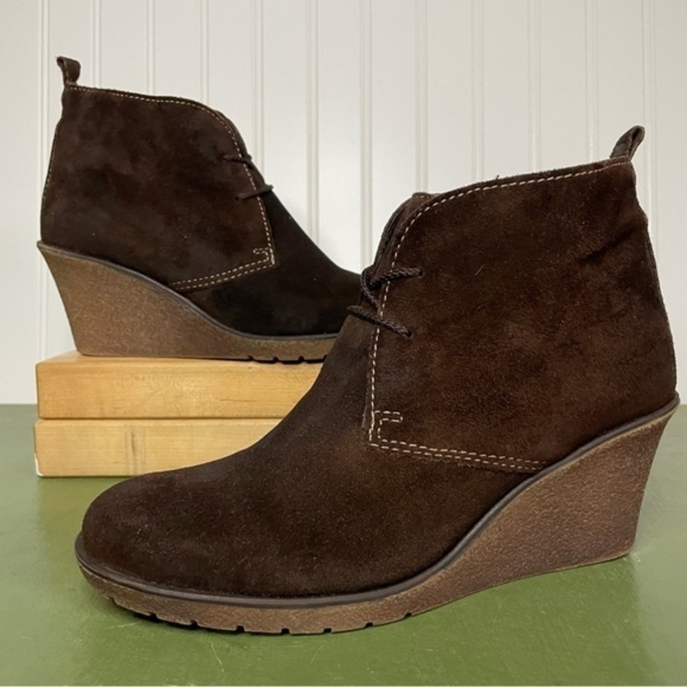 Alpe Wedge Heeled Lace Up Ankle Boots in Dark Brown Suede *Spain*
